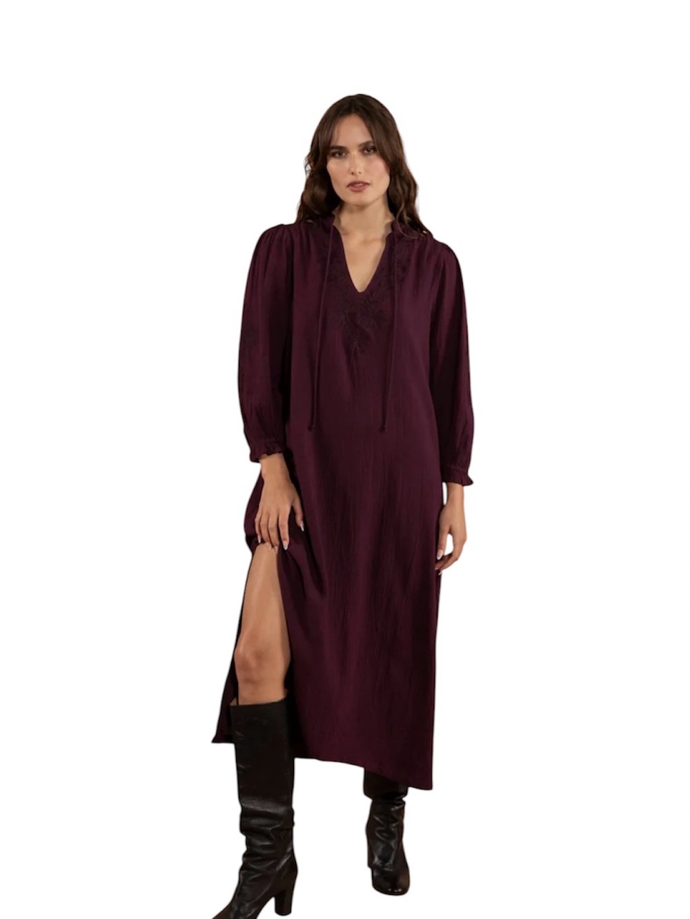 Raga | Nisha Embroidered Maxi in Deep Burgundy